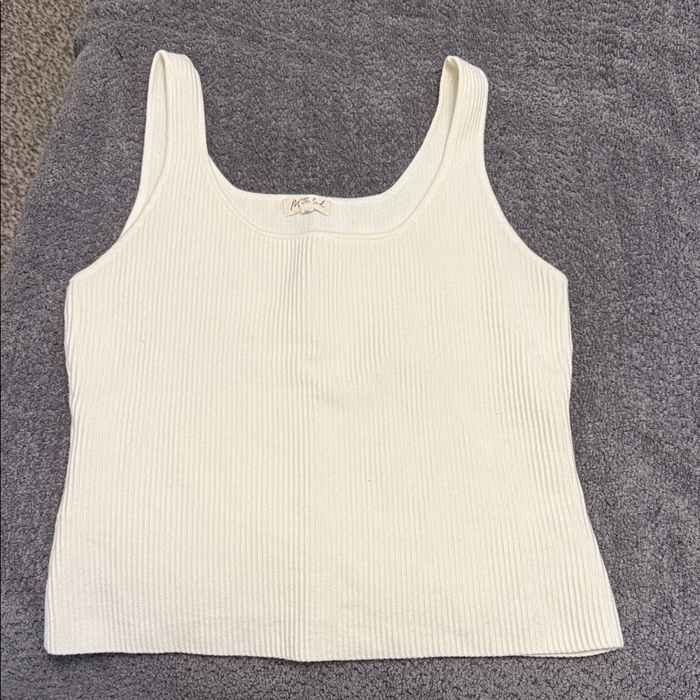 Marled Cream Ribbed Scoop Neck Tank